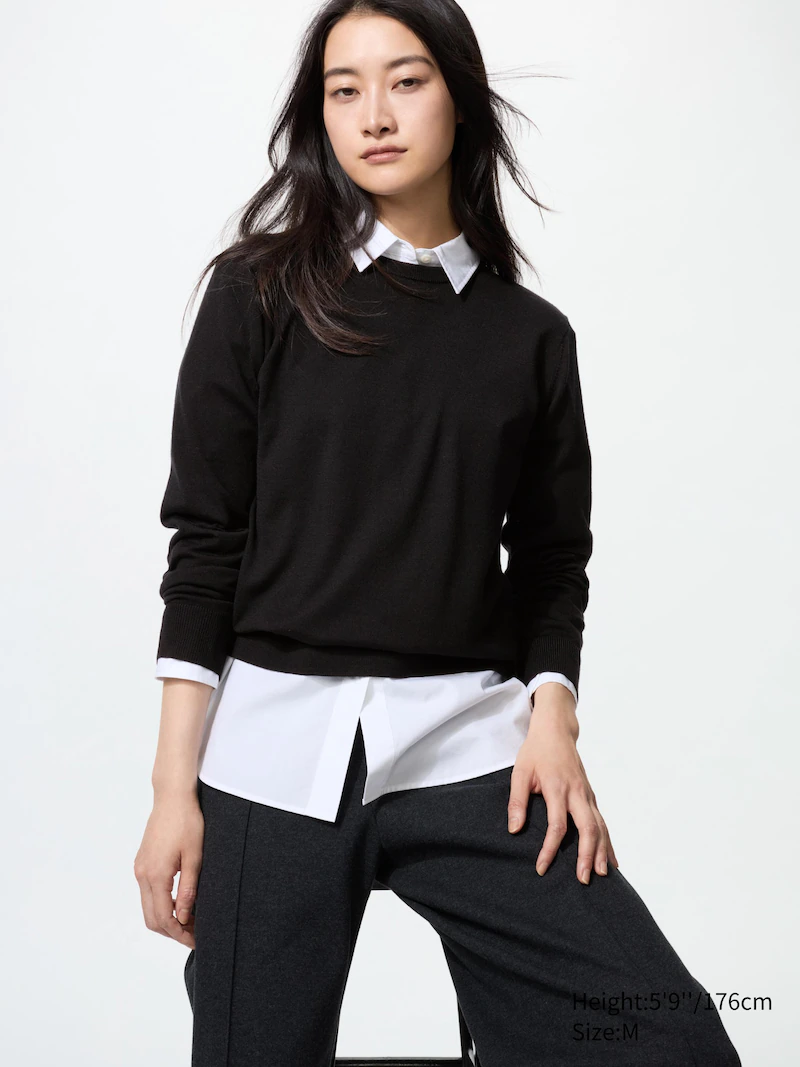 Джемпер с округлым вырезом из 100% мериносовой шерсти