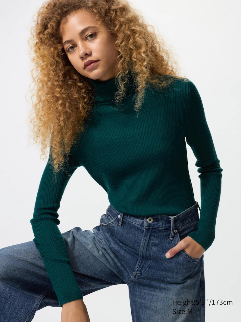 Водолазка с отложным воротником из 100% мериносовой шерсти