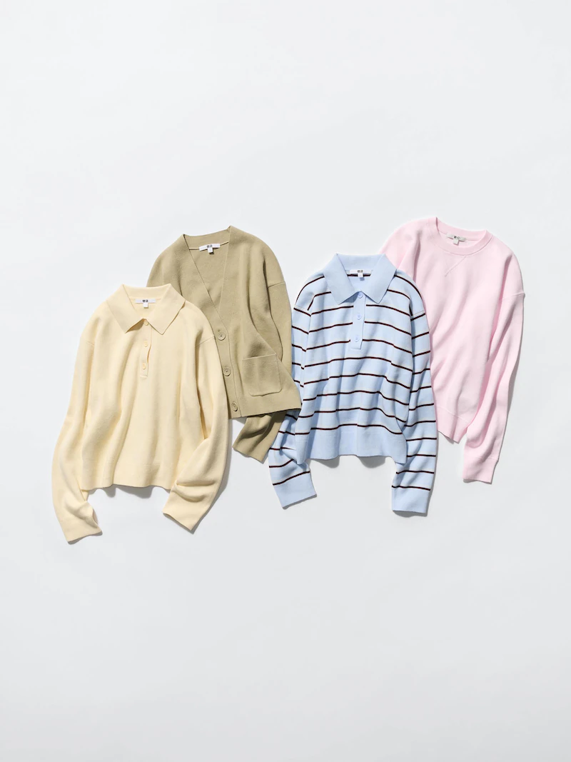 Поло свитер из гладкого хлопка (в полоску)