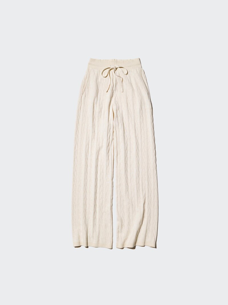 Длинные трикотажные брюки с плетеными узорами (удлиненные)