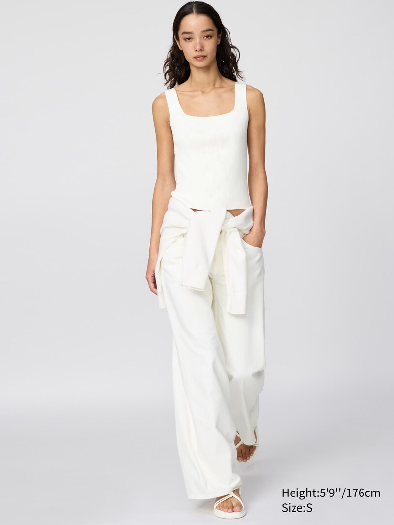 Безрукавка с квадратным воротником из 3d-вязаного безшовного ребристого материала