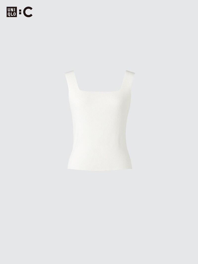 Безрукавка с квадратным воротником из 3d-вязаного безшовного ребристого материала