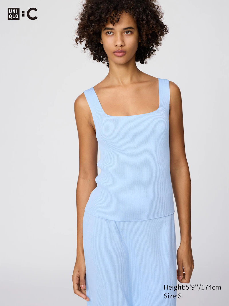 Безрукавка с квадратным воротником из 3d-вязаного безшовного ребристого материала