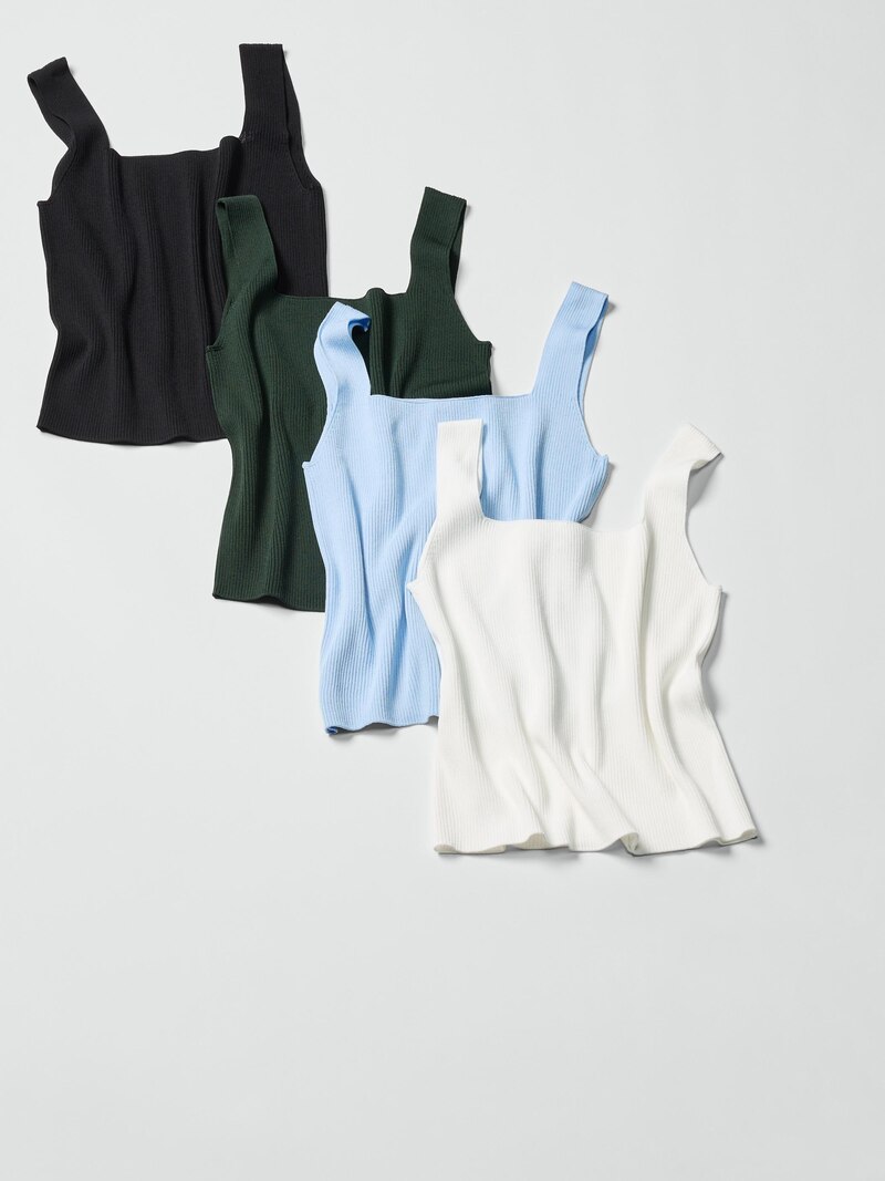 Безрукавка с квадратным воротником из 3d-вязаного безшовного ребристого материала