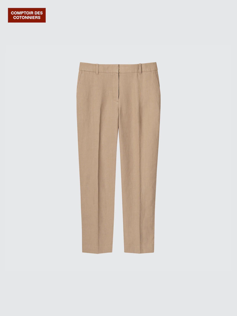 Льняные зауженные брюки до лодыжек