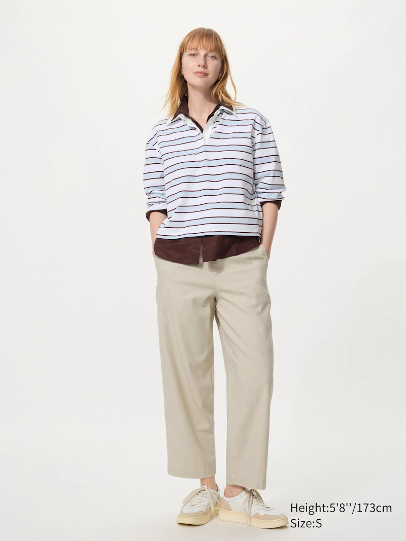 Льняные брюки суженые из хлопка