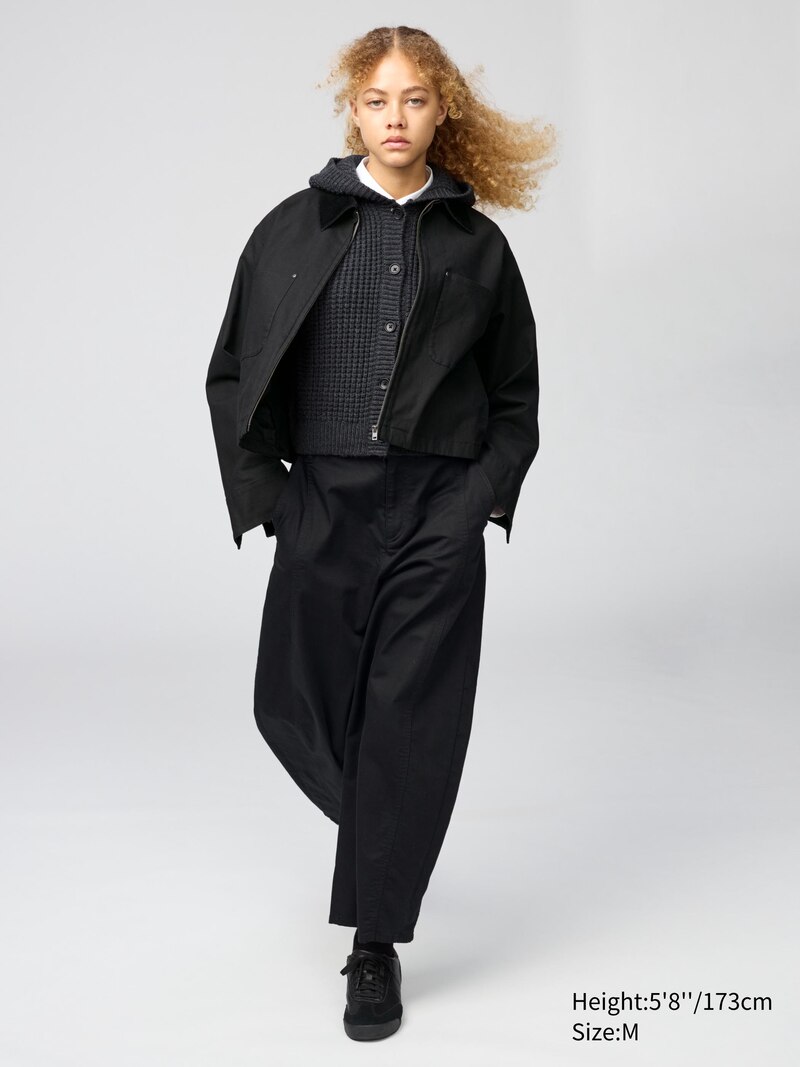 Хлопковые брюки до щиколотки с изгибом