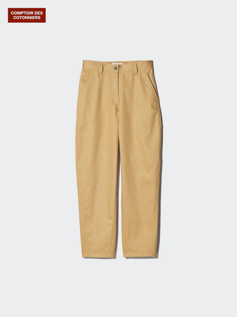 Хлопковые брюки прямого кроя с барабанной шириной