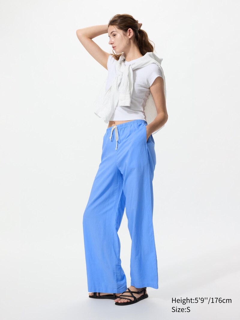 Льняные брюки свободного кроя (длинные)