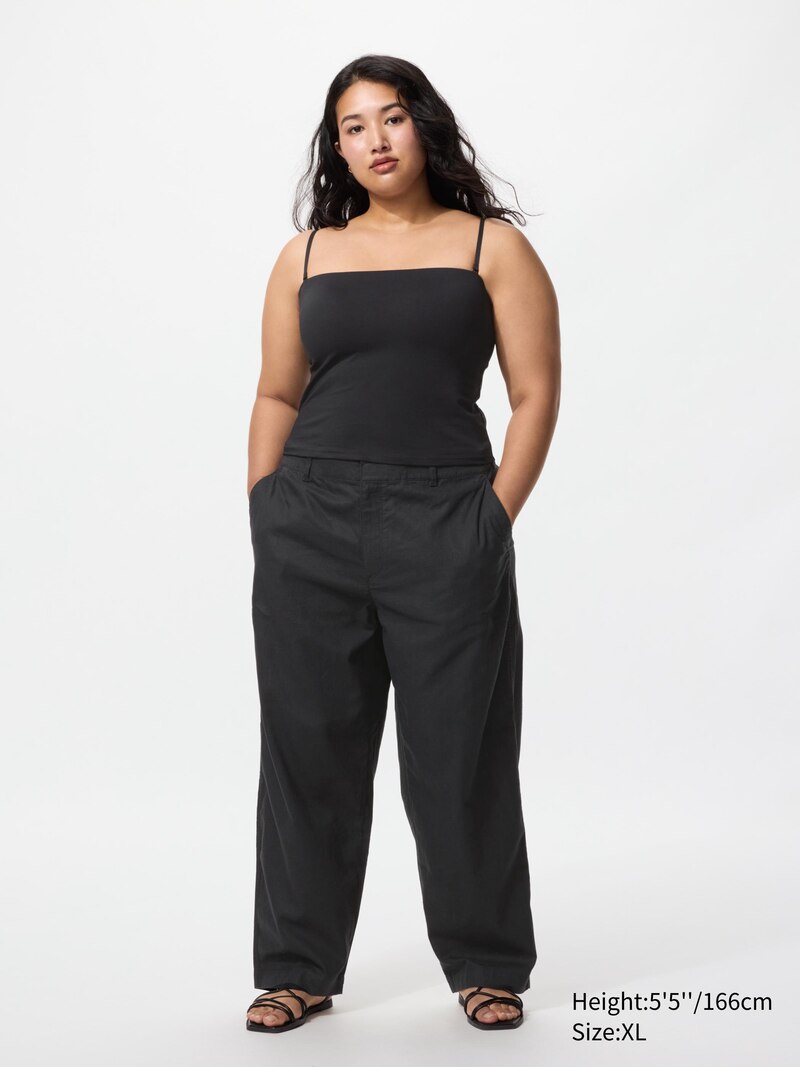 Льняные хлопковые зауженные брюки