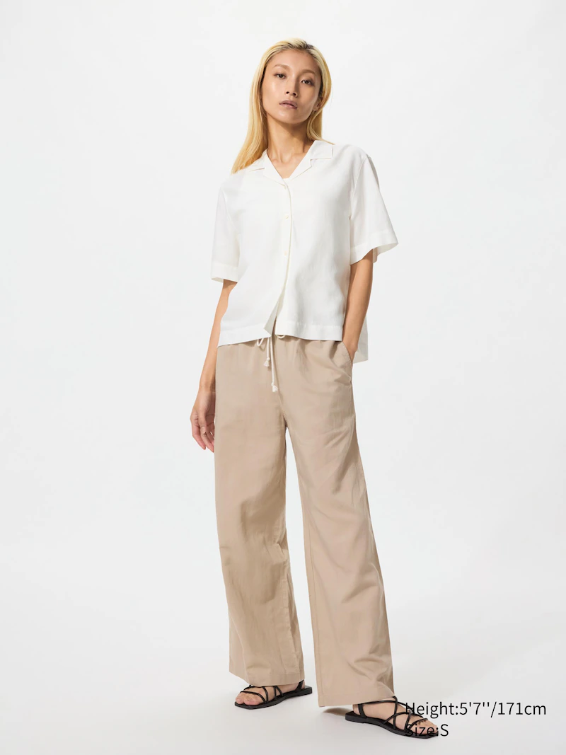 Широкие брюки из льняной смеси