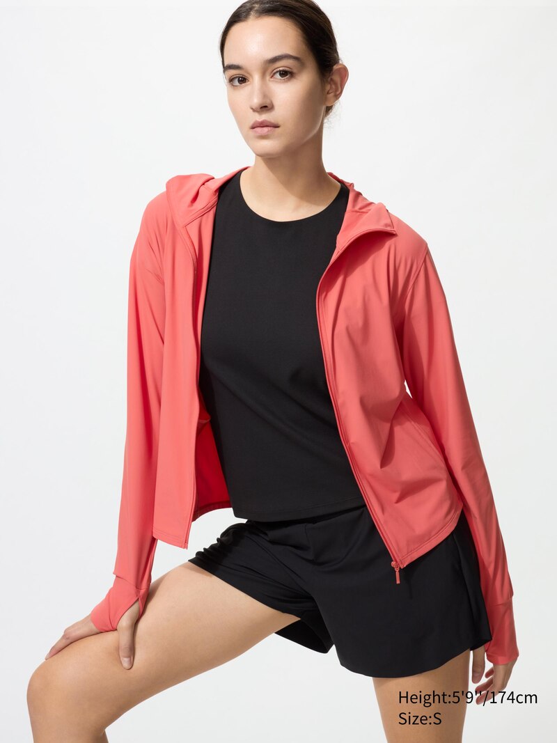 Толстовка с капюшоном на молнии ultra stretch airism с защитой от уф-лучей