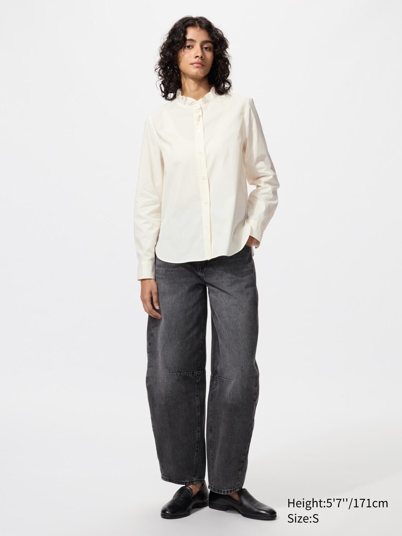 Рубашка с оборками из хлопкового смесового материала