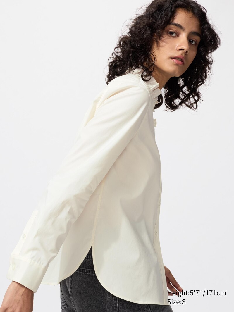 Рубашка с оборками из хлопкового смесового материала