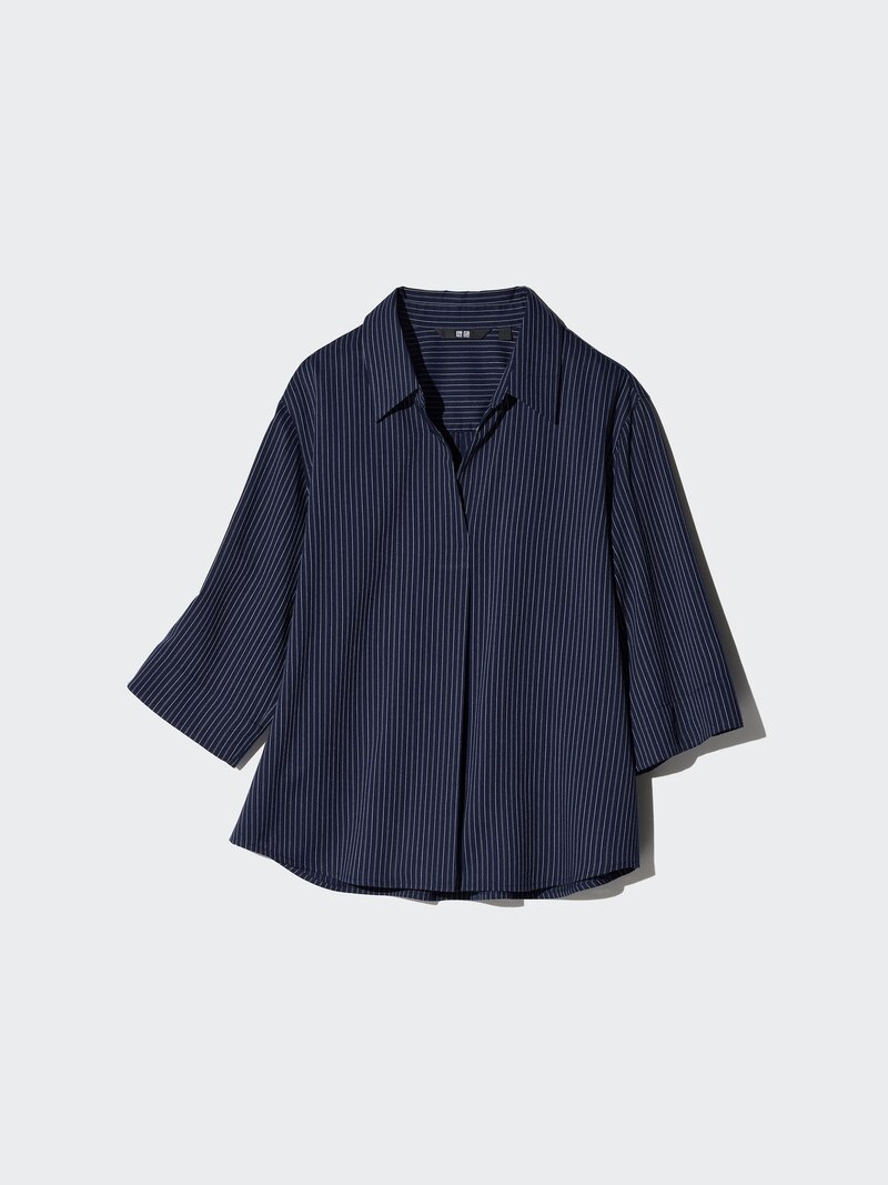 Блузка с отложным воротником и орнаментальным узором (3/4 рукав)