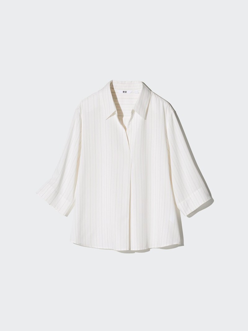 Блуза с отложным воротником и 3/4 рукавом (в полоску) из района