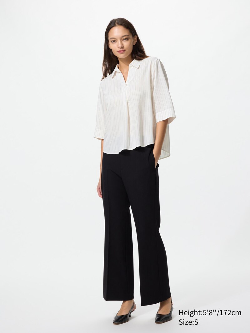 Блуза с отложным воротником и 3/4 рукавом (в полоску) из района