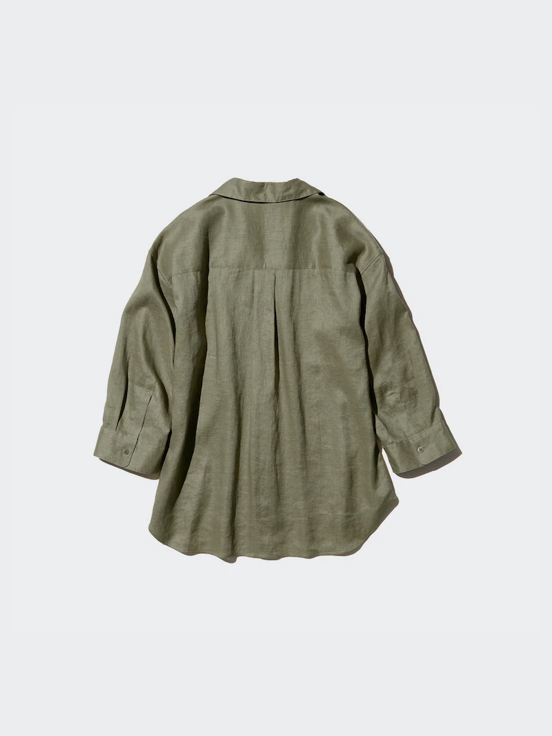 Рубашка с воротником стойка из 100% премиального льна (3/4 рукав)