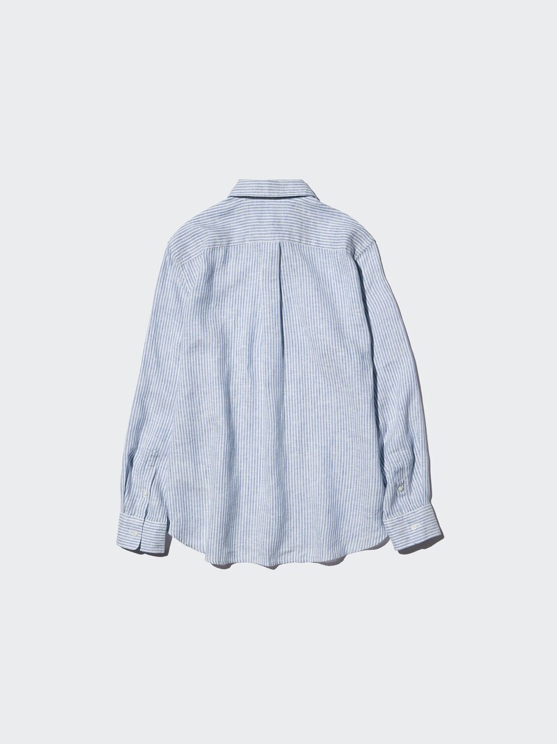 Рубашка из 100% премиального льна (в полоску, синяя)