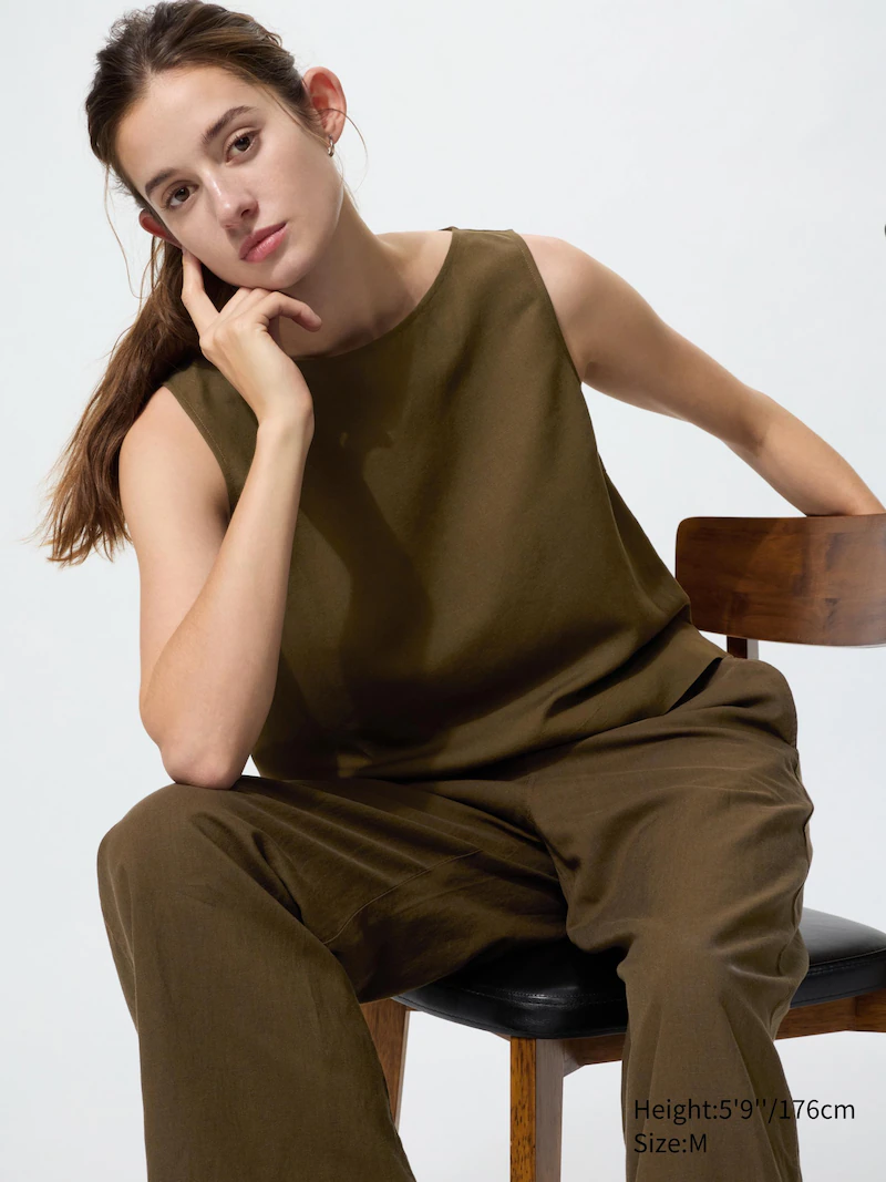 Блуза из льна (без рукавов)