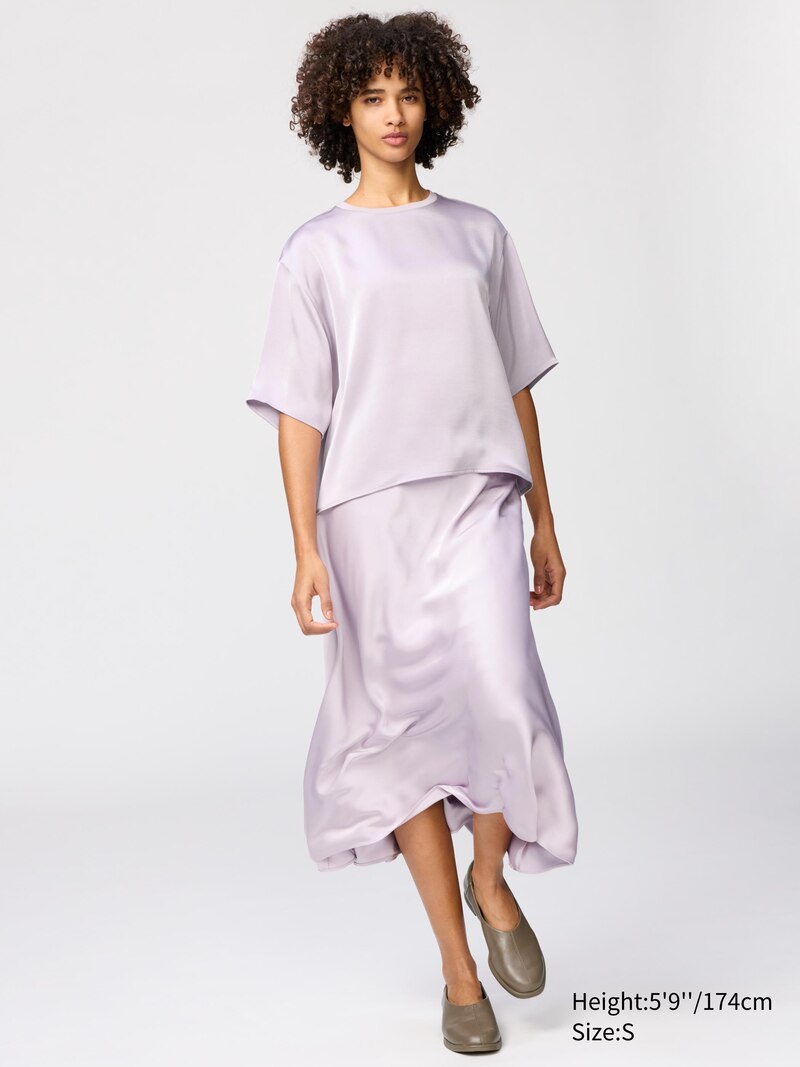 Сатиновая блуза оверсайз с коротким рукавом