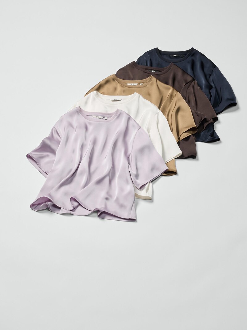 Сатиновая блуза оверсайз с коротким рукавом