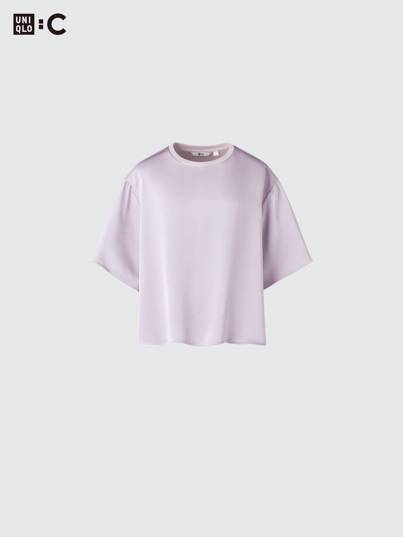 Сатиновая блуза оверсайз с коротким рукавом