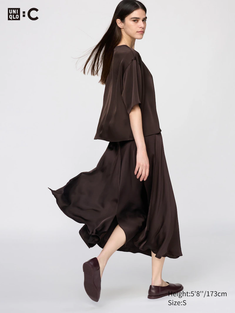 Юбка макси из атласа