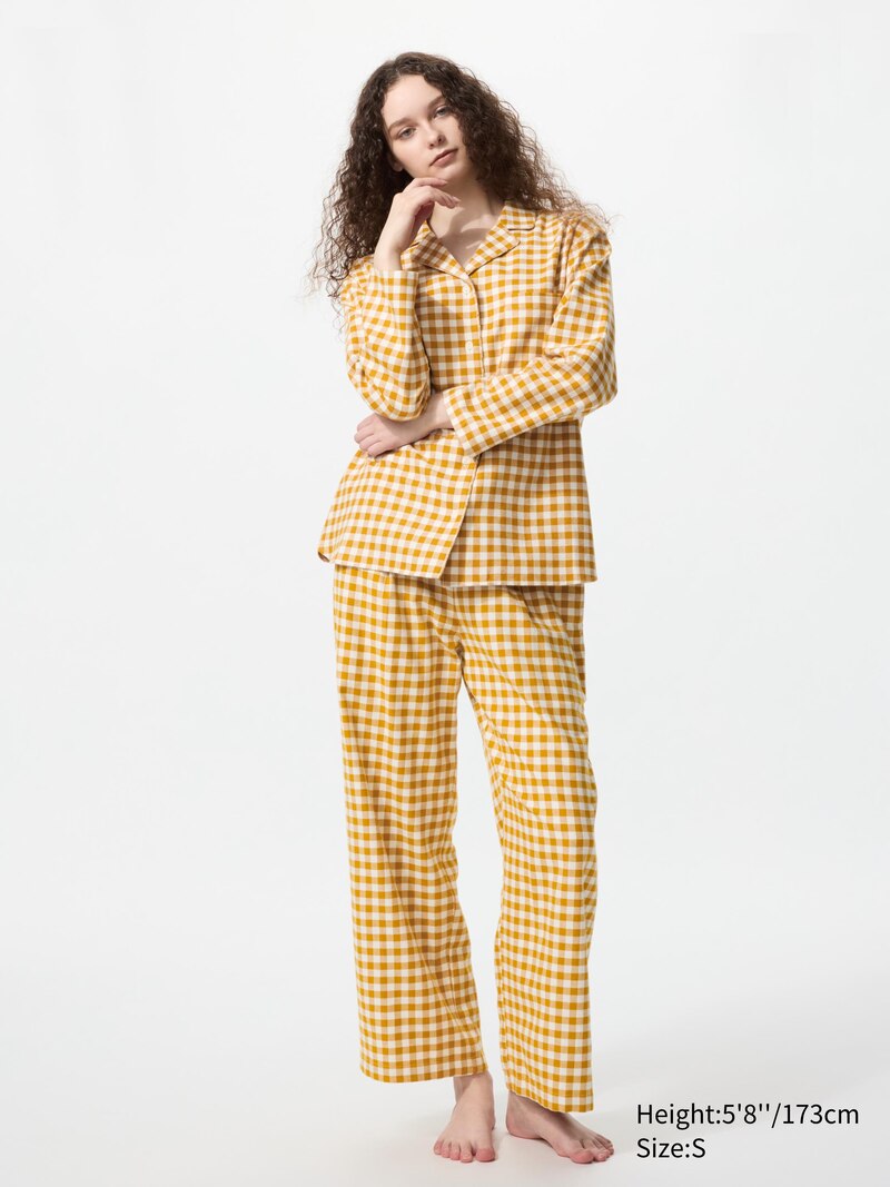 Фланелевые пижамы (длинный рукав, клетчатые)
