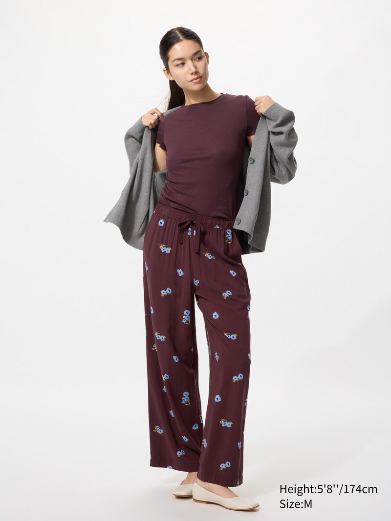 Шелковые длинные брюки (с принтом)