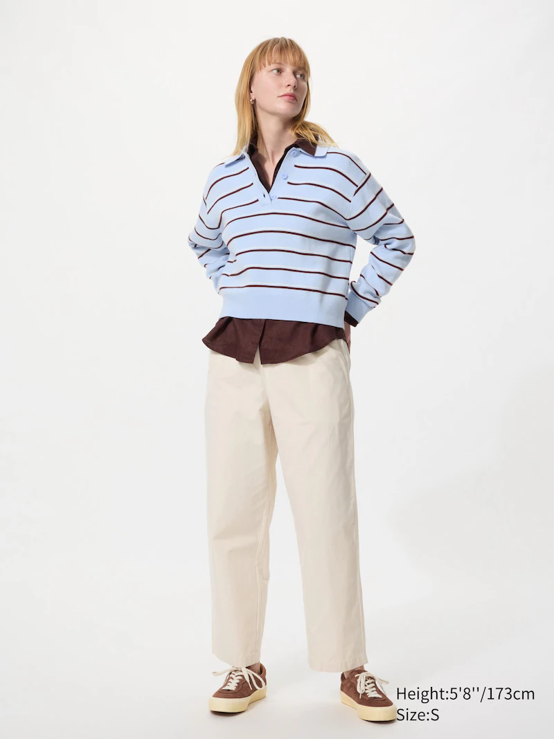 Хлопковые укороченные брюки свободного кроя (длинные)