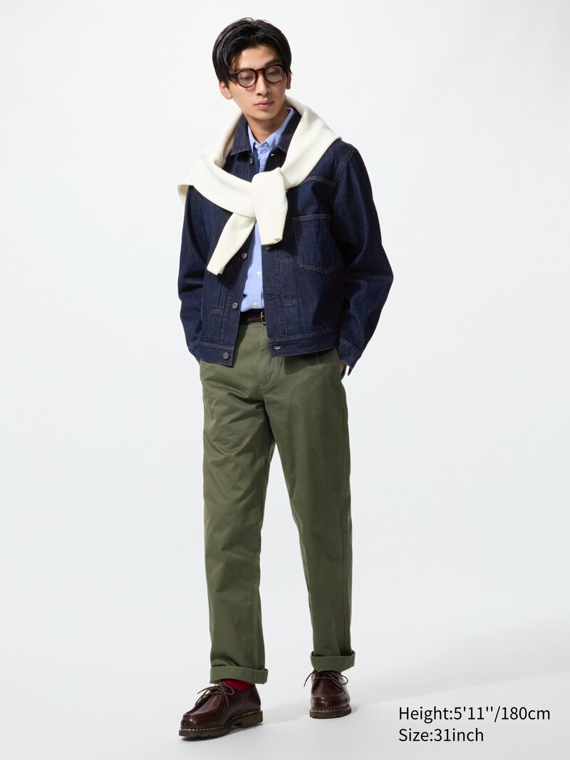 Штаны чино в оливковом цвете