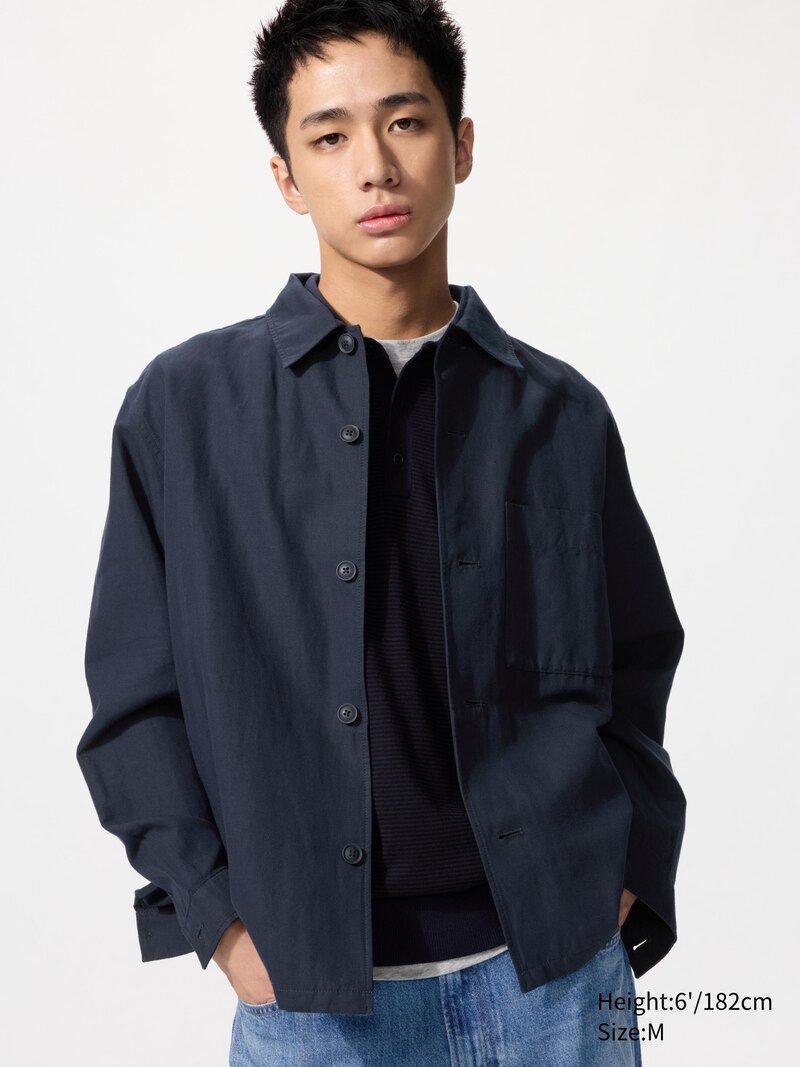 Рубашка-куртка из хлопково-леняной смеси