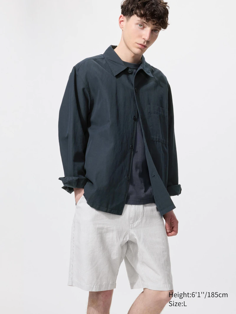 Шорты из льняной смеси (в полоску)