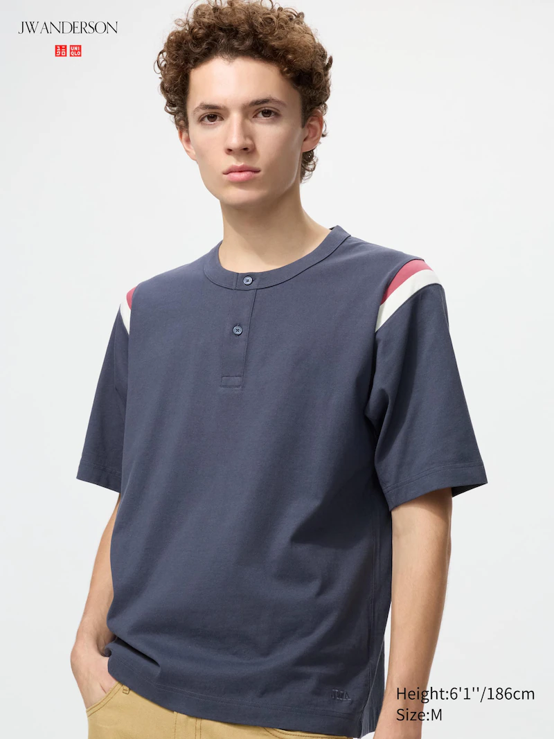 Футболка oversized henley с отложным воротником