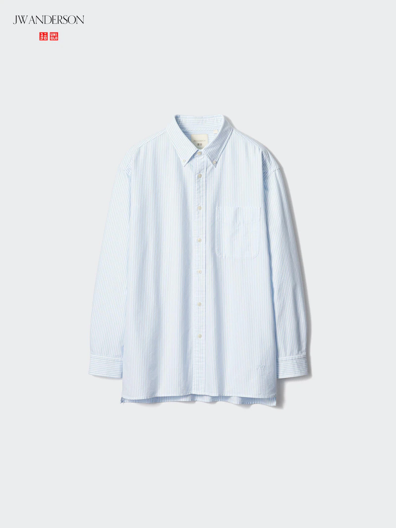 Рубашка oxford с зауженным плечом (в полоску)