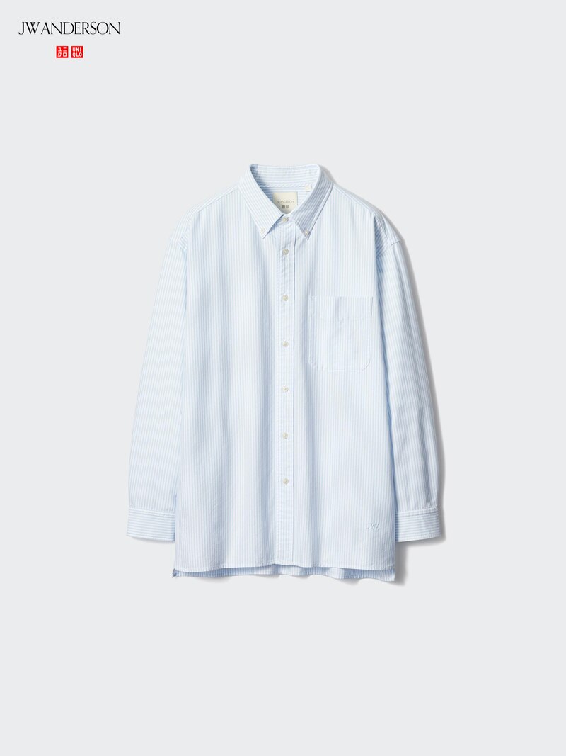 Рубашка oxford с зауженным плечом (в полоску)