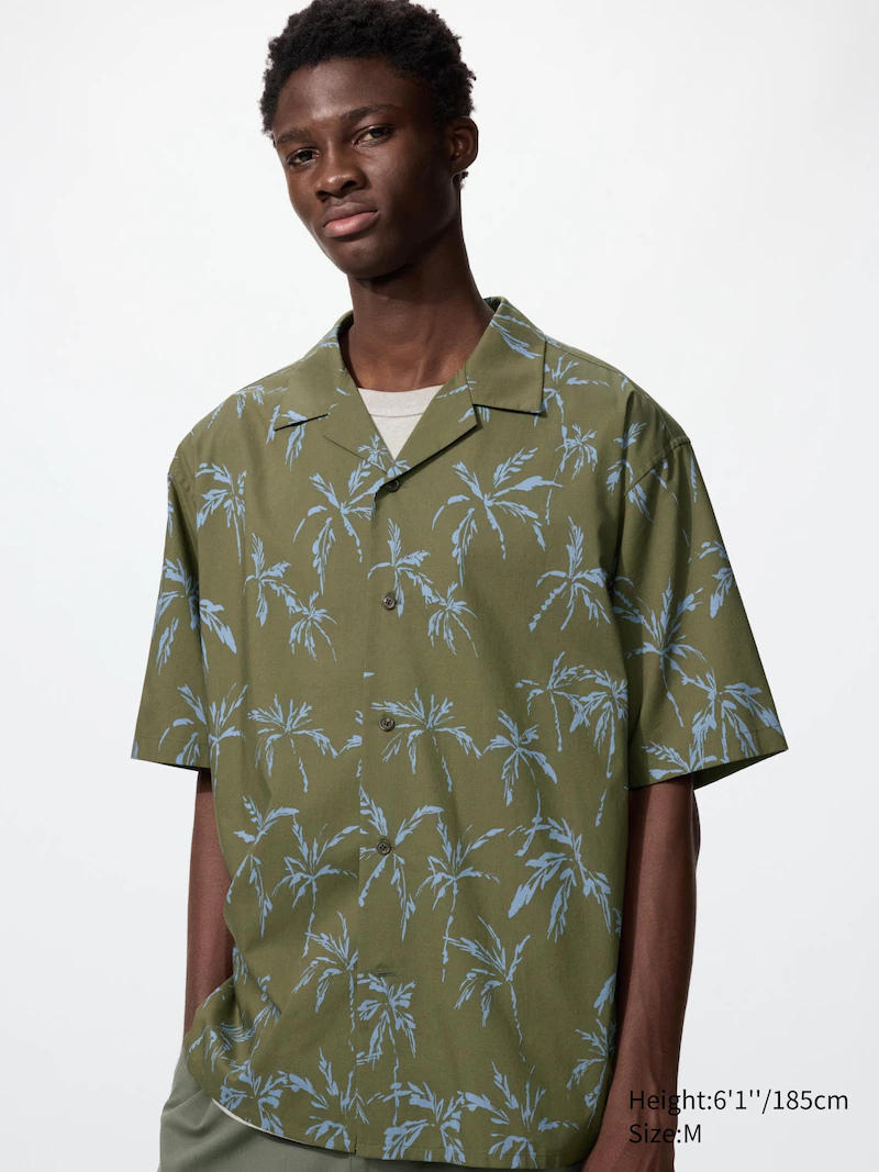 Рубашка с открытым воротником (короткий рукав, с принтом)