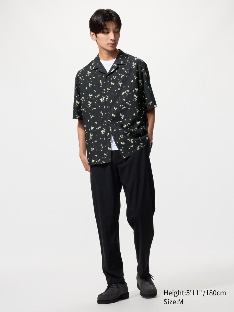 Рубашка с открытым воротником (короткий рукав, с принтом)