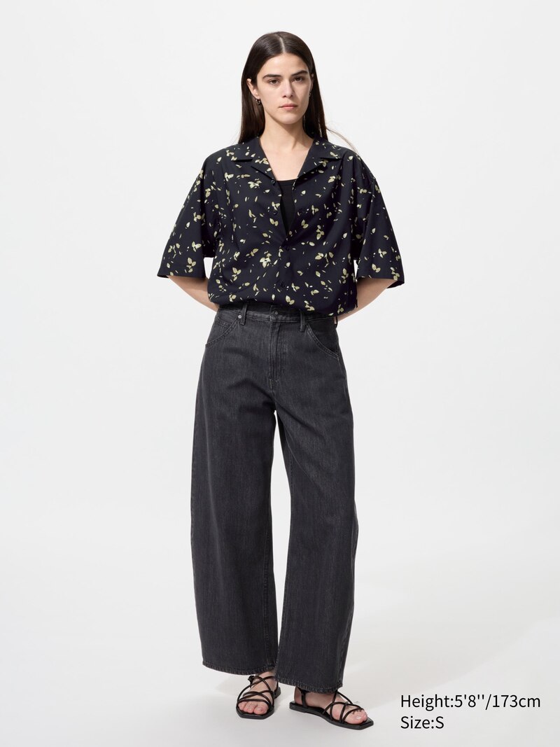 Рубашка с открытым воротником (короткий рукав, с принтом)