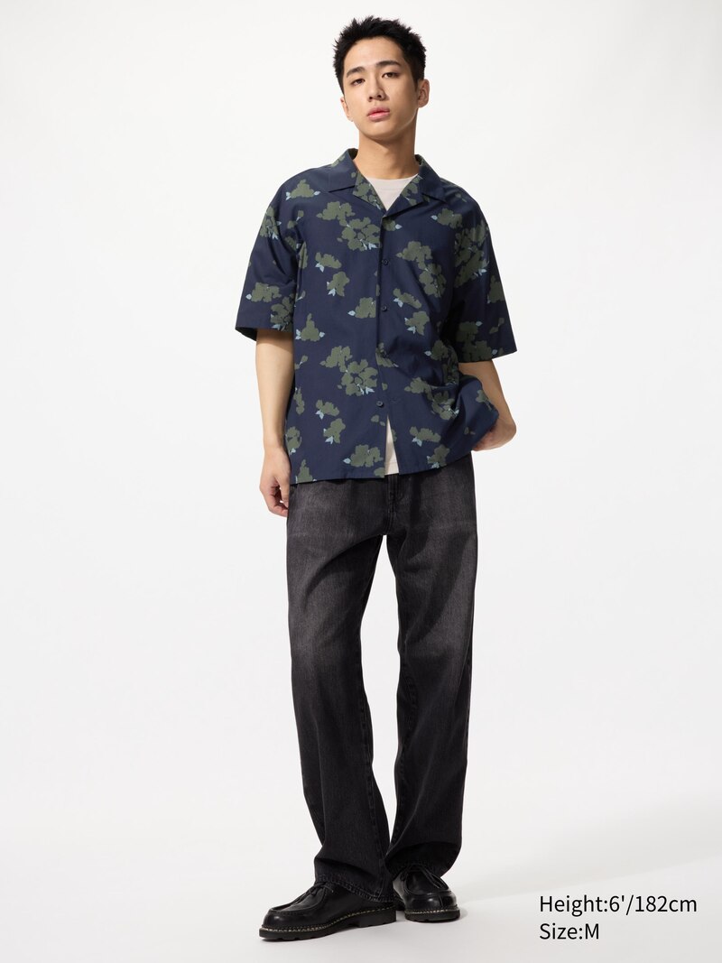 Рубашка с открытым воротником (короткий рукав, с принтом)