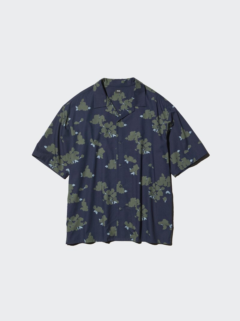 Рубашка с открытым воротником (короткий рукав, с принтом)