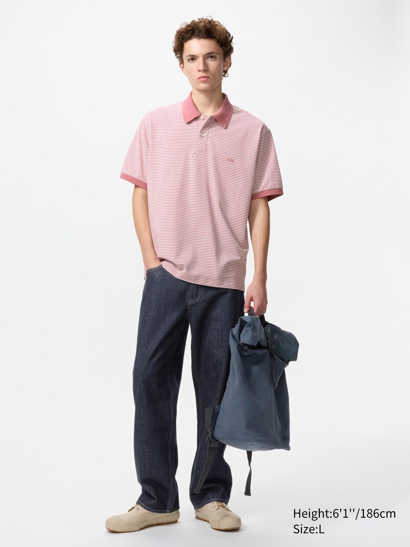 Поло из хлопкового пике с узкой полоской (dry) (синий)