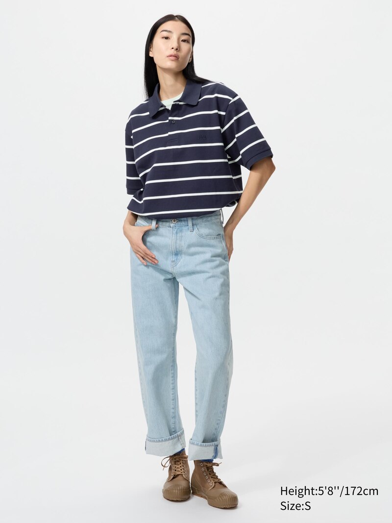 Поло из пике с полосками (широкие полосы)