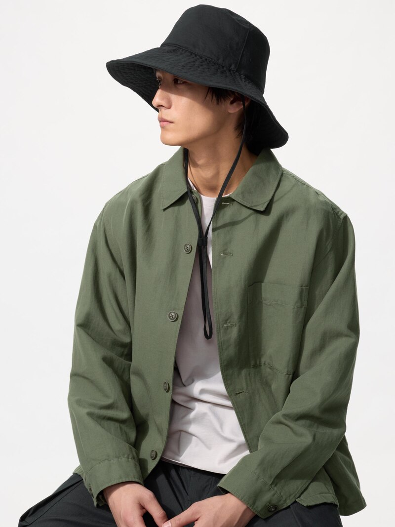 Шляпа с широкими полями из хлопка и льна с уф-защитой