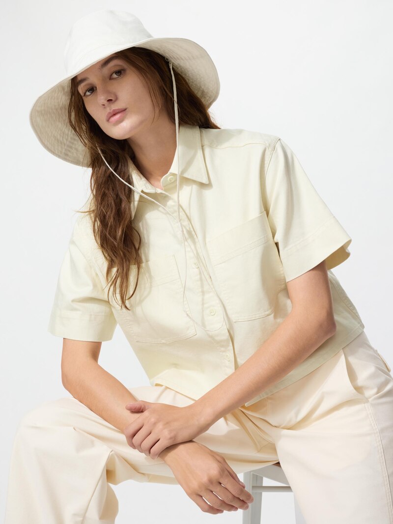 Шляпа с широкими полями из хлопка и льна с уф-защитой