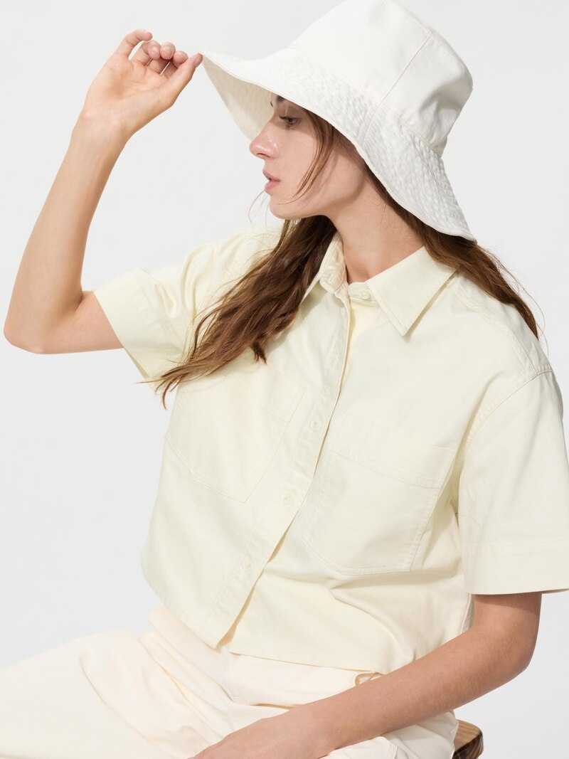 Шляпа с широкими полями из хлопка и льна с уф-защитой