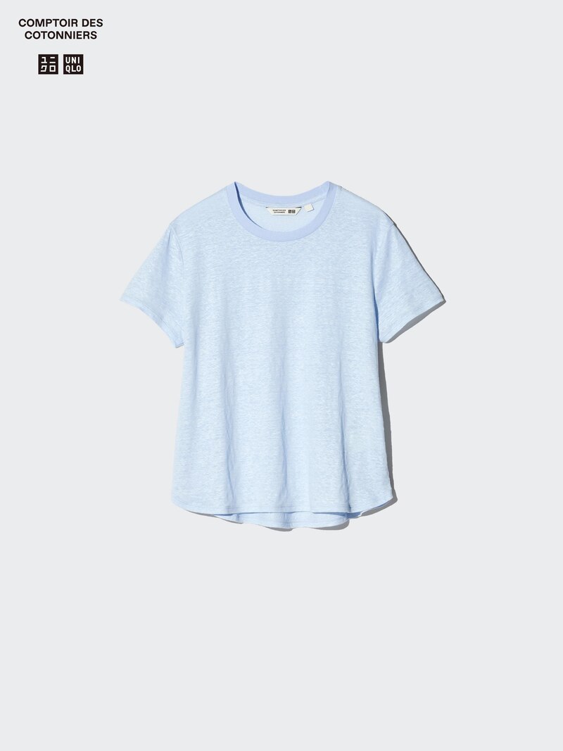 Льняная футболка с округлым вырезом из 100% льна