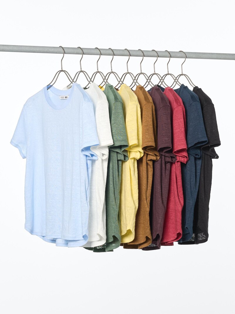 Льняная футболка с округлым вырезом из 100% льна