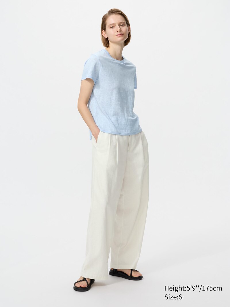 Футболка с круглым вырезом из 100% льна